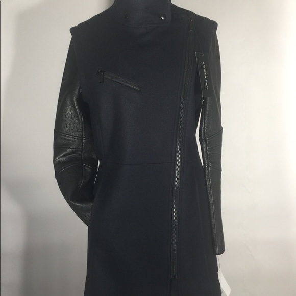 Andrew Marc x Richard Chai coat with leather slvs - Picture 6 of 8